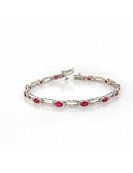 4.10cttw 5x3 Oval Ruby and Diamond Bracelet set in 14k Gold