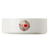 Large Dog Cat Food Water Bowl I Love Baseball