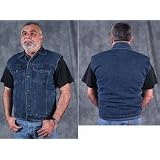 Men's Sleeveless Dark Blue Denim Jacket (Extended Sizes)