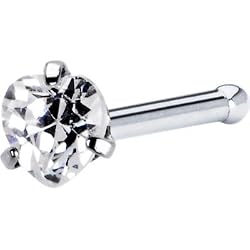 18 Gauge Clear Heart Cubic Zirconia Nose Bone