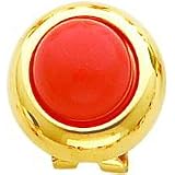 14K Yellow Gold Coral Omega Clip On Earrings Jewelry