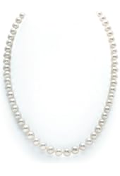 14K Gold White Freshwater Cultured Pearl Necklace - AAAA Quality, 18 Inch Princess Length