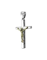 925 Oxidized Sterling Silver 3D Celtic Filigree Crucifix Cross Pendant