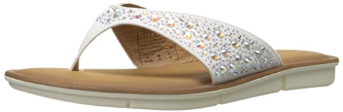 Skechers Cali Women's Indulge 2-Glam & Glitz Flip Flop, White, 8 US/8 B US
