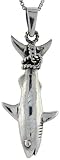 Sterling Silver Shark Charm, 2 (50 mm) long.