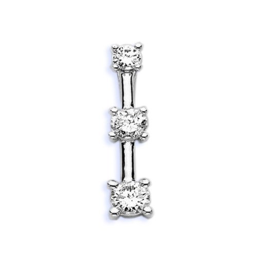 3 Diamond Pendant 1/4 ct. in 14K White Gold with Chain (Higher Quality) image 1