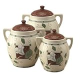 Pfaltzgraff Mission Flower 3pc Seal Tight Canister Set