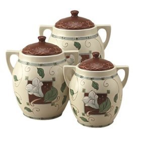 Pfaltzgraff Mission Flower 3pc Seal Tight Canister Set