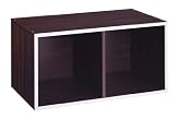 2 Section Double Storage Cube (Espresso with Silver strip) (15H x 30W x 15D)