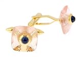 18ct yellow gold cufflinks with Rose Quartz and Sapphire
