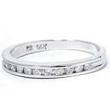 Ladies Ring .25ct Channel Set Diamond Stackable Wedding Band 14K White Gold