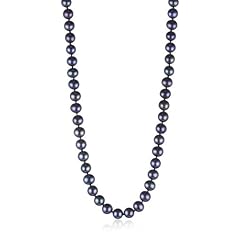 Bella Donna Damen-Perlenkette 925 Silber 45cm S��wasserzucht-Perlen schwarz 7,0-7,5 mm 900530