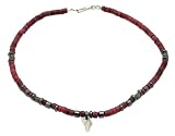 Surf Style Coco Wood Bead & Hematite Necklace With Sharks Tooth - D