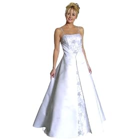 Elegant Spaghetti Straps Caviar Long Slit Front A Line Wedding Gown
