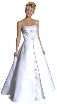 Elegant Spaghetti Straps Caviar Long Slit Front A Line Wedding Gown