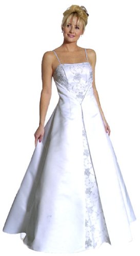 Elegant Spaghetti Straps Caviar Long Slit Front A Line Wedding Gown