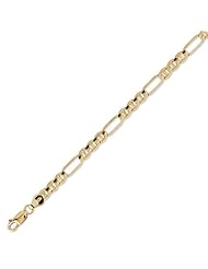 14K Solid Yellow Gold Figaro Ficonucci Chain Bracelet 4.7mm (11/64 in.) - 7.5 in.
