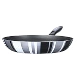 Italian-Made 10 Fry Pan - Black/White/Silver Lines