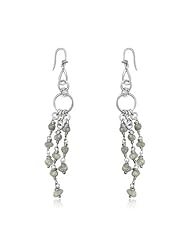 5.80 Cts Beads Light Gray Rough Diamond Dangle Earrings in Silver