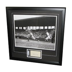 Hank Greenberg Autographed Detroit Tigers Chit piece framed with a 16x20 photo