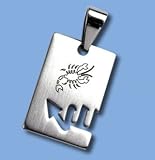Stainless Steel Pendant - Etched Zodiac Design - Scorpio