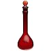 Chemglass CG-1616-100 Glass 100mL +/- 0.10mL Flat Bottom Red Stained Heavy Duty Wide Mouth Volumetric Flask, with Glass Stopper, 180mm Height