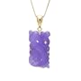 Gold Plated Sterling Silver Lavender Jade Carved Dragon Pendant on Chain, 18"