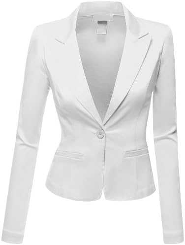 Doublju Women Peaked Collar Long Sleeve Stretchy Fabric Blazer Plus-size White 2X