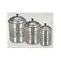Antiqued Embossed Pewter Canisters - Set of 3 (Pewter) (18"H x 12"W x 19"D)