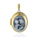14K Yellow Gold Cameo Agate Mother/Child Locket