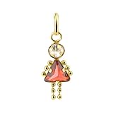 10 KT Yellow Gold Girl Garnet CZ Pendant Charm