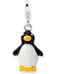 Sterling Silver 3 D Enamel Penguin with Lobster Clasp Charm