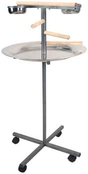 A&E Cage Company Platinum Round Playstand with Wooden Steps, 24" L X 24" W X 45" H