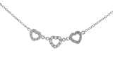 Sterling Silver Triple CZ Heart Necklace with Chain