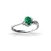 14K White Gold Oval Created Emerald and Diamond Ring