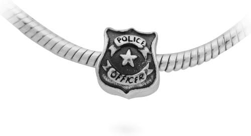 Ryssa 925 Silver Collection Sterling Silver Police Badge Charm