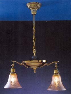 2-Light Arm Chandelier - Lacq. Brass -