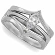 Polished Band of White Gold, Bridal White Gold Ring Guard Enhancer