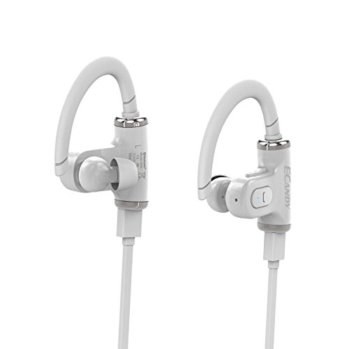 Ecandy Bluetooth 4.0 Earphone with Clear Voice Portable Wireless Stereo Outdoor Sports/Running &Gym/Hiking/Exercise Bluetooth Earbuds Headphones Headsets w/Microphone for iPhone 6 5S 5C 5 4S 4, iPods,HTC One,One mini, One mini 2,iPad Mini, Samsung Galaxy Note 3, Note 2, S5 S4, S3, S2,LG Optimus,LG G3,G2,MOTO X,Most Android Smart Phones and Tablets and other Bluetooth-enabled Devices (White)