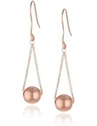 Sterling Silver Rose Goldtone Finish Chain French Wire Ball Drop Earrings