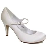 Womens White Satin Bridal Ladies Wedding Bridesmaid Bride Court Shoes