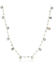 Faceted Teardrop Labradorite and White Freshwater Cultured Pearl Linked Chain Necklace