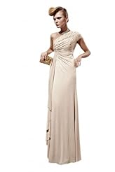 A-line Beaded Asymmetric Cocktail Floor Length One Shoulder Sleeveless Chiffon/Polyester/Satin Evening Dress/Homecoming Dress/Pageant Dress/Prom Dress/Party Dress/Wedding Dress 