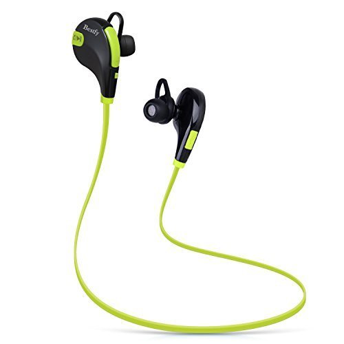 Bestfy Bluetooth 4.1 Wireless Sports Headphones Noise Cancelling Sweatproof In-ear Stereo Earbuds Earphones with Microphone for iPhone iPad iPod and Android Devices (Green)