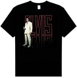 Elvis Presley WHITE SUIT Adult Black T-shirt Tee Shirt