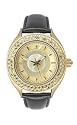 DKNY Women's Gold-Tone Crystal Black Leather Watch #NY4402
