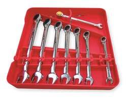 Westward 1LCC7 Ratcheting Wrench Set, Combo, SAE, 8 PC