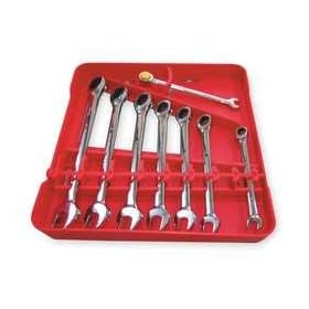 Westward 1LCC7 Ratcheting Wrench Set, Combo, SAE, 8 PC