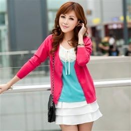 Li Liangchun Autumn new Korean wild repair V-neck long sleeve sweater cardigan jacket women M10070