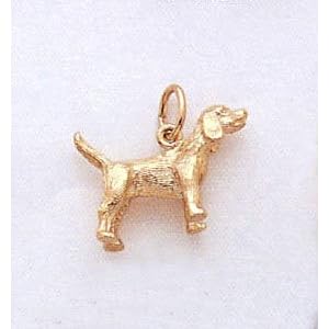 3 Dimensional Weimaraner Dog Charm In 14kt Gold